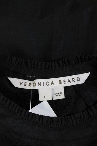 Blusa donna Veronica Barba girocollo con volant ricami floreali blu taglia 4 - Foto 6 di 6