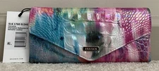 New Brahmin Melbourne Veronica Trifold Envelope Wallet IMPRESSION Pink Blue NWT