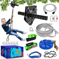 Zip line Kit for Kids and Adults Outdoor: Up to 500Lbs - 150FT Quick Tighten Zip