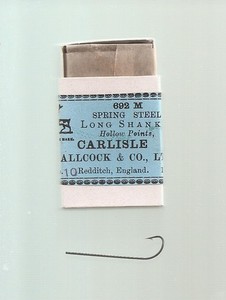 Vintage Box #692 #10 Allcock Blind Eye Carlisle Spring Steel Trout Fish Hooks!!