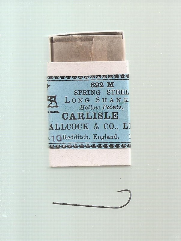 Vintage Box #692 #10 Allcock Blind Eye Carlisle Spring Steel Trout Fish Hooks!