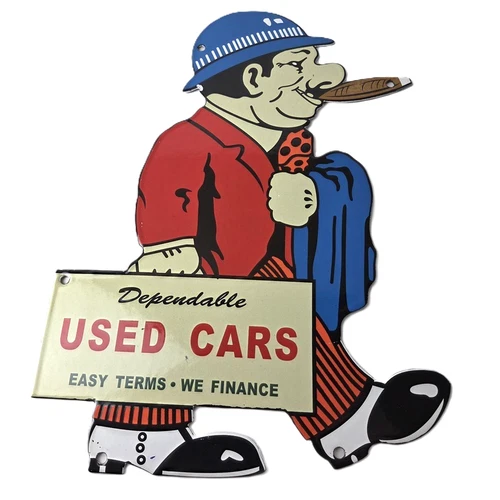 Vintage Chevrolet Sign - Large Porcelain Used Cars Cigar Gas Pump Dealer Sign