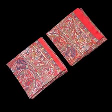 Ralph Lauren Galahad 2 King Pillowcase Pair Red Green Paisley Floral 100 Cotton