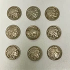 Lot (E) – 9 Buffalo Indian Head Nickels – Mixed Dates – Circulated