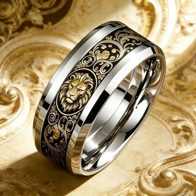 Vintage Lion Head Ring Men Women Gothic Punk Biker Stainless Steel Totem Jewelry