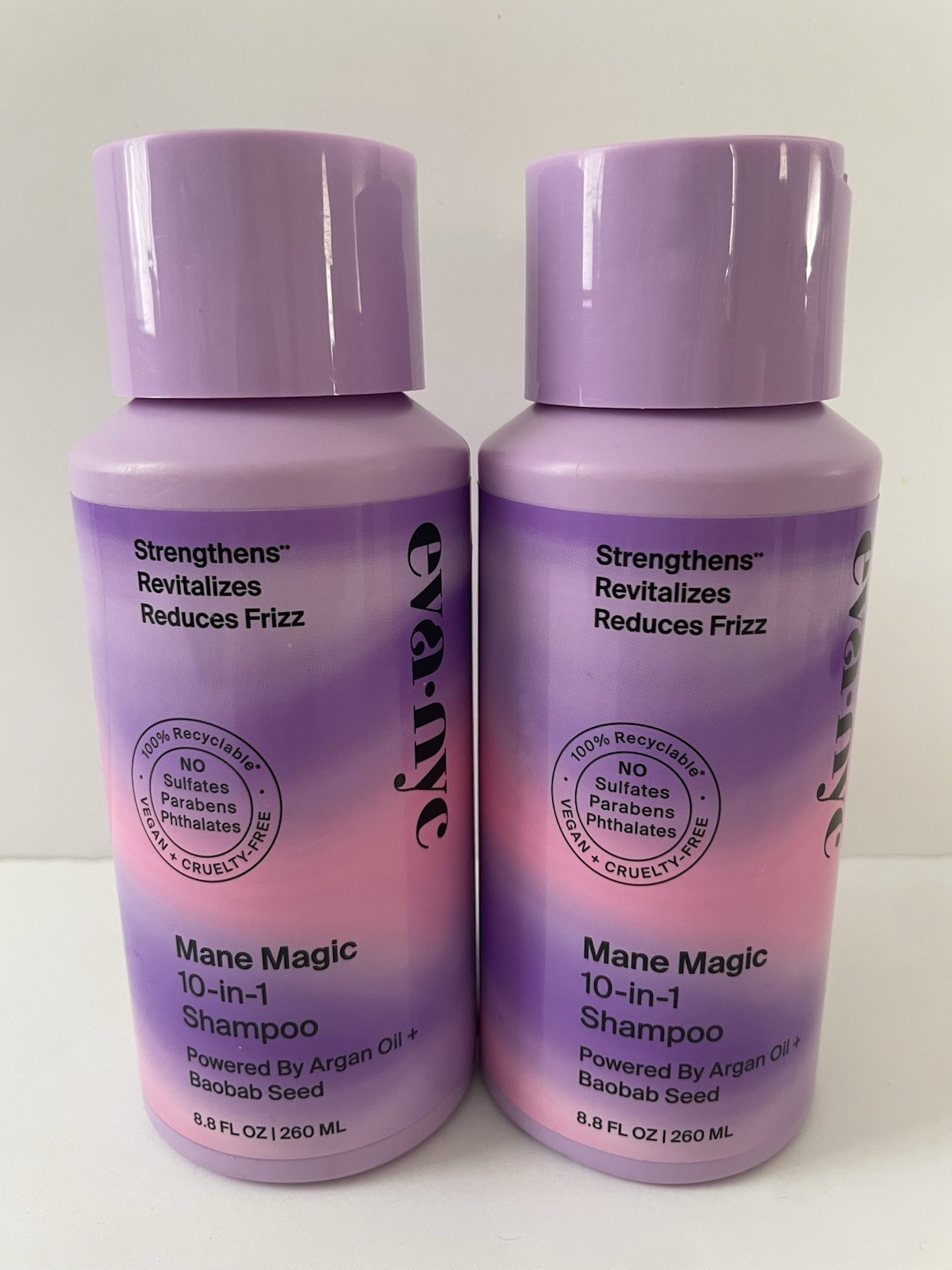 LOT OF 2 EVA NYC Mane Magic 10-In-1 Shampoo - 8.8 Oz. Argan Oil & Baobab Seed