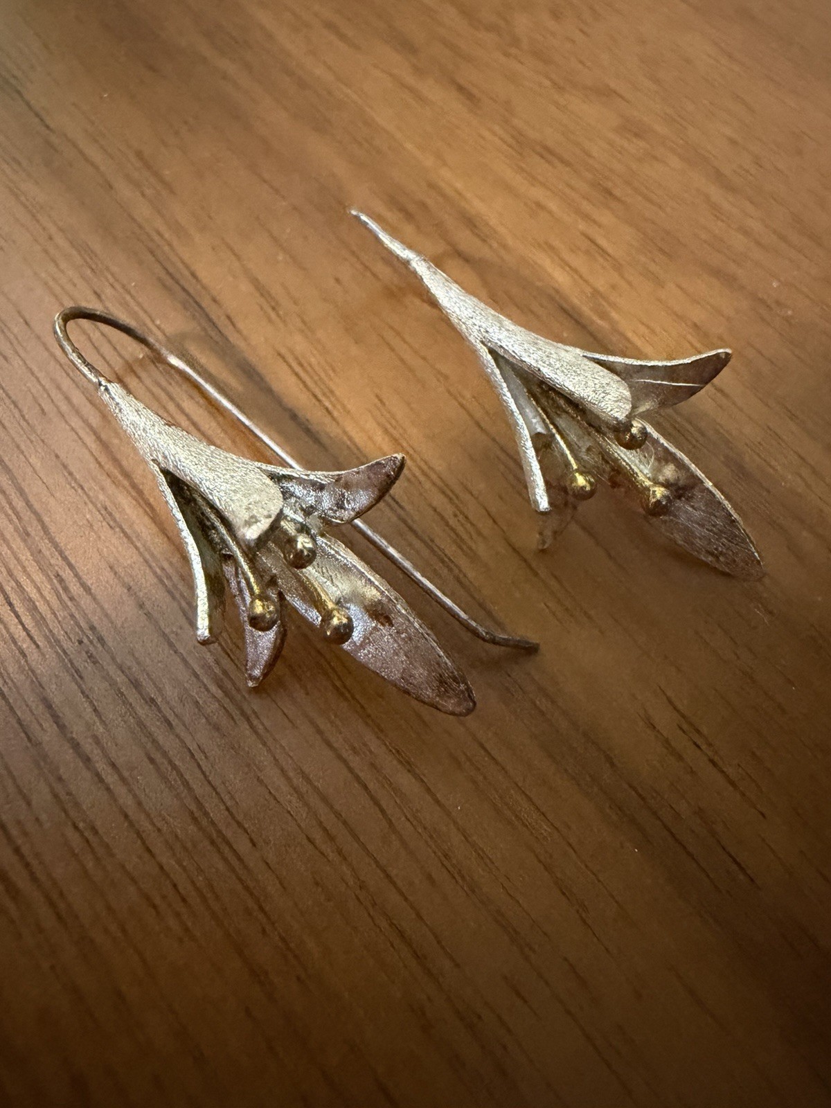 Sterling Calla Lily Earrings 925 Artisan Handmade Dangle Drop