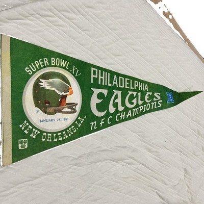 1981 NFC Champions Philadelphia Eagles Super Bowl XV New Orleans Vintage Pennant