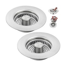 2 Pack 3 in 1 Kitchen Sink Drain Strainer,Stainless Steel Sink Stopper,Pop Up...