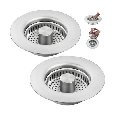 2 Pack 3 in 1 Kitchen Sink Drain Strainer,Stainless Steel Sink Stopper,Pop Up...