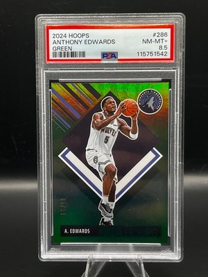 2024 NBA Hoops Anthony Edwards Green #05/99 PSA 8.5+ Jersey Number Match