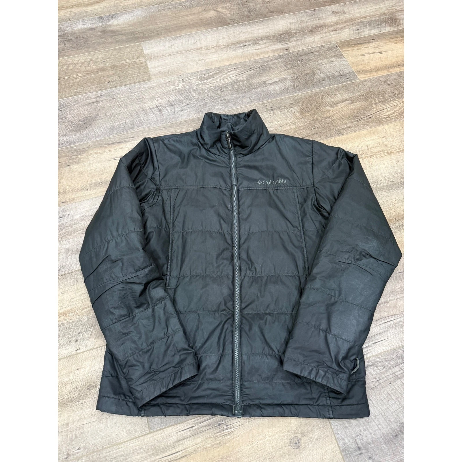Columbia Mens Omni-Heat Puffer Jacket Black Small Interchange Full Zip Thermal