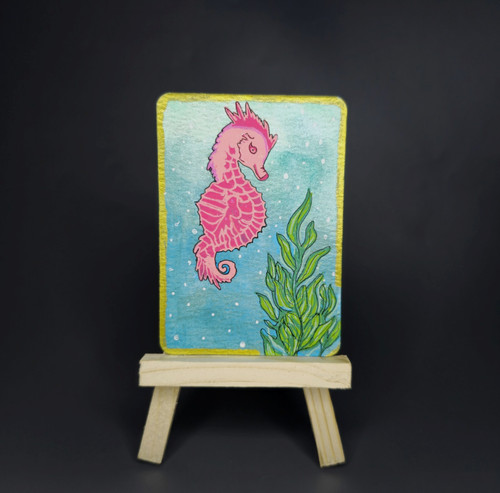 ACEO Original Painting, "Sea Horse ", Underwater Series, 1/14, by Briana Mullins