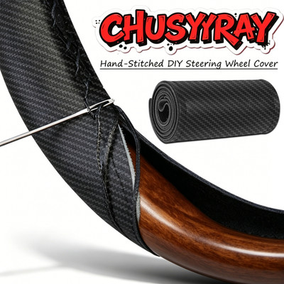 15'' Faux Carbon Fiber Steering Wheel Cover  Leather For Mitsubishi New