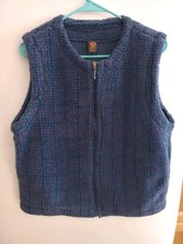 OJAI Sherpa Fleece Vest Womens M vintage Navy Blue Deep Pile Made in USA Ventura