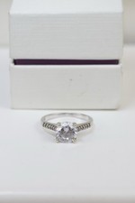 9k White Gold CZ engagement Ring Size O Hallmarked 375 3.3 Grams Beaverbrooks