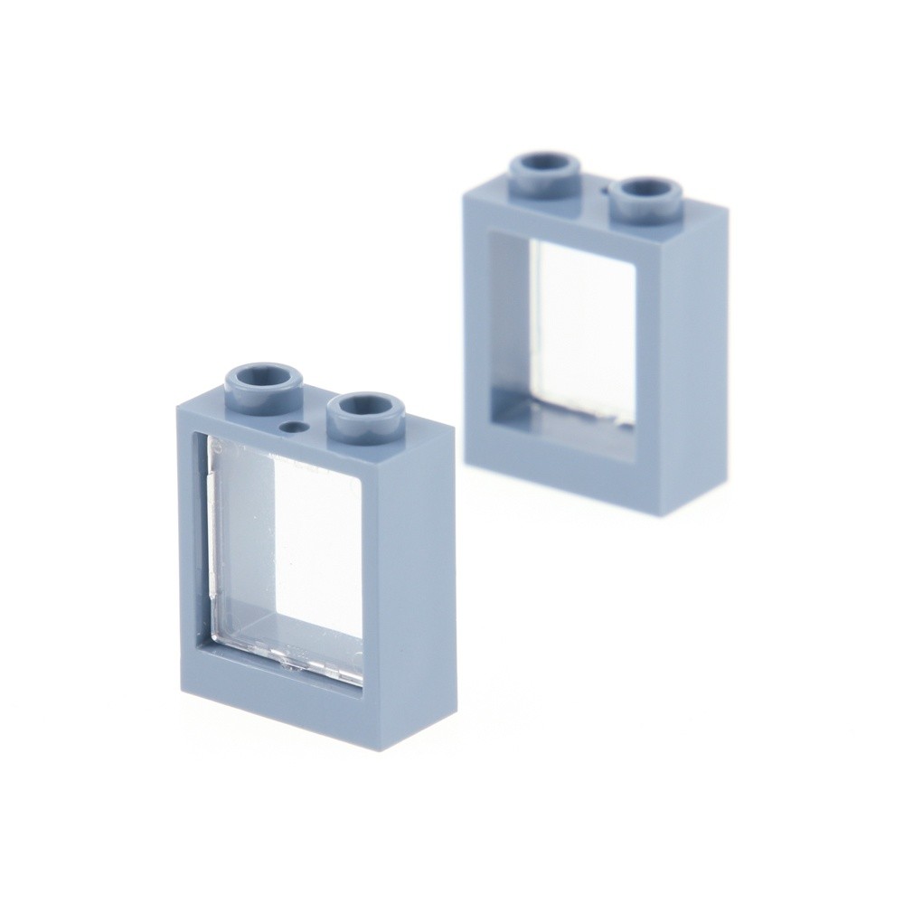 2X Lego Window Frame 1X2X2 Sand Blue Transparent White Disc 60601 60592C01