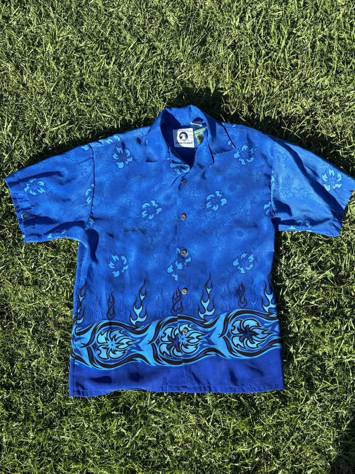 Y2K Ocean Current button down - image 1