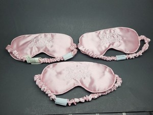 3pc Silky Satin Sleep Mask "DO NOT DISTURB" 100% Polyester Soft Pink