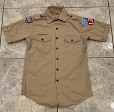 VTG Mens Small BSA Boy Scouts Of America Uniform Shirt Short Sleeve USA MADE