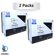Plastic Clothes Hangers - 100 Pack, Lightweight Durable - Everyday Use - Black