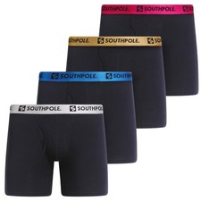 Cotton Stretch Boxer Briefs for Men Pack of 4 with 6" Inseam, Contour Pouch, ...