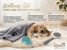 Fellbürste Hundebürste Hundehandtuch Wellness-Set Hund Katze Massage- Badebürste