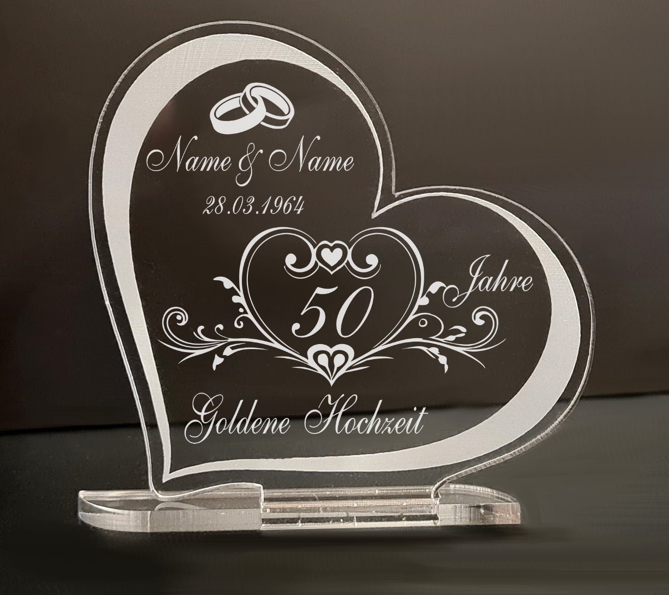 Geschenk Goldene Hochzeit Hochzeitstag Gravur - Größe wählbar - individuell