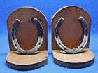 Vintage 1980s Western Rodeo Cowboy Lucky Horseshoe Bookends Odyssey Designs TX — photo 1