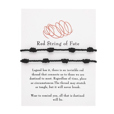 2Pcs Handmade 7 Knots Red String of Fate Protection Good Luck Bracelet Set Adjus