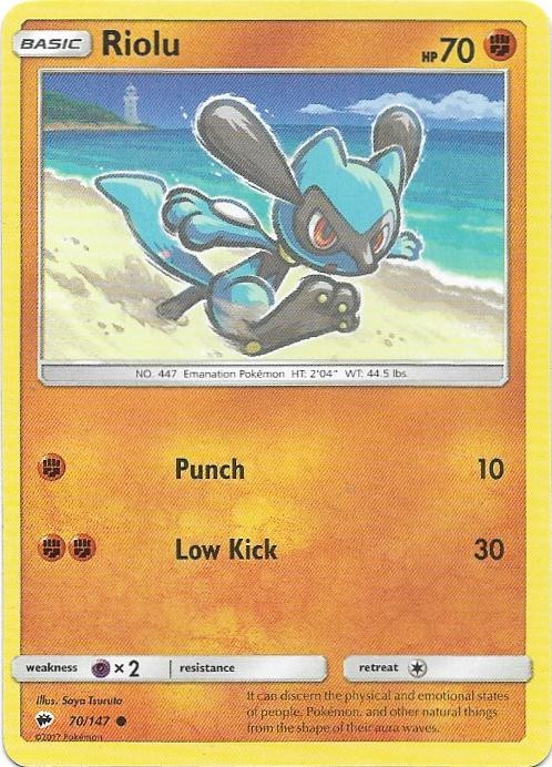 Riolu 70/147 Common Burning Shadows Pokemon Near Mint