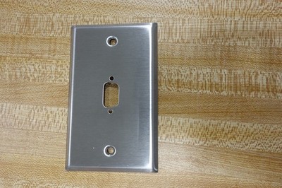 Black Box Stainless Steel Single Wall Plate DB9 or HD15 1 Hole Serial VGA Port