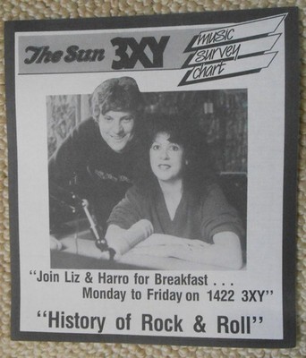 3XY TOP 40 MUSIC SURVEY CHART 1984 June 22nd Liz & Harro for Breakfast NM