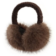 Women Winter Earmuffs Foldable Fluffy Ear Muffs Furry Faux Fur Ear B-dark Brown