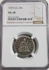1876 Carson City Seated Liberty Quarter 25C - NGC VG10 - Even wear Nice Look!