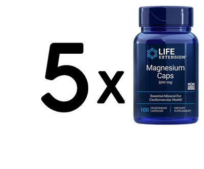 5 x Life Extension Magnesium Caps, 500mg - 100 vcaps (129,90 EUR/kg)