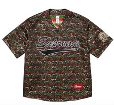 Supreme Floral Rayon Baseball Jersey Black Button Up Japan Pattern Size L