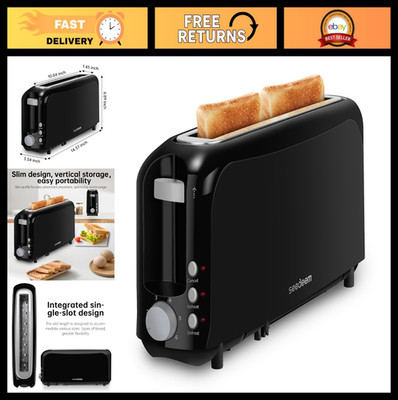 2-Slice Slim Toaster with Long Slot for Bagels & Artisan Bread, 6 Shade Settings