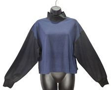 Athleta Funnel Neck Crop Pullover Womens M Navy Black Colorblock Oversized
