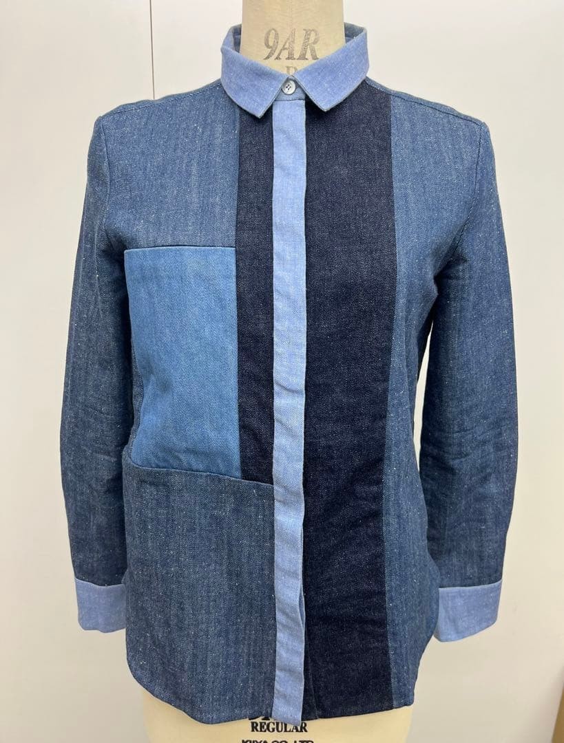 Celine Phoebe Philo Blue Patchwork Denim Shirt 20… - image 1