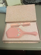 Vintage Pink Baby Brush And Comb In Box