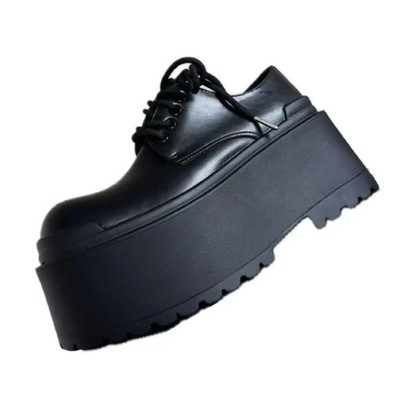Men Catwalk Model Boots Platform Height Increase 10CM Casual Derby Walking Shoes