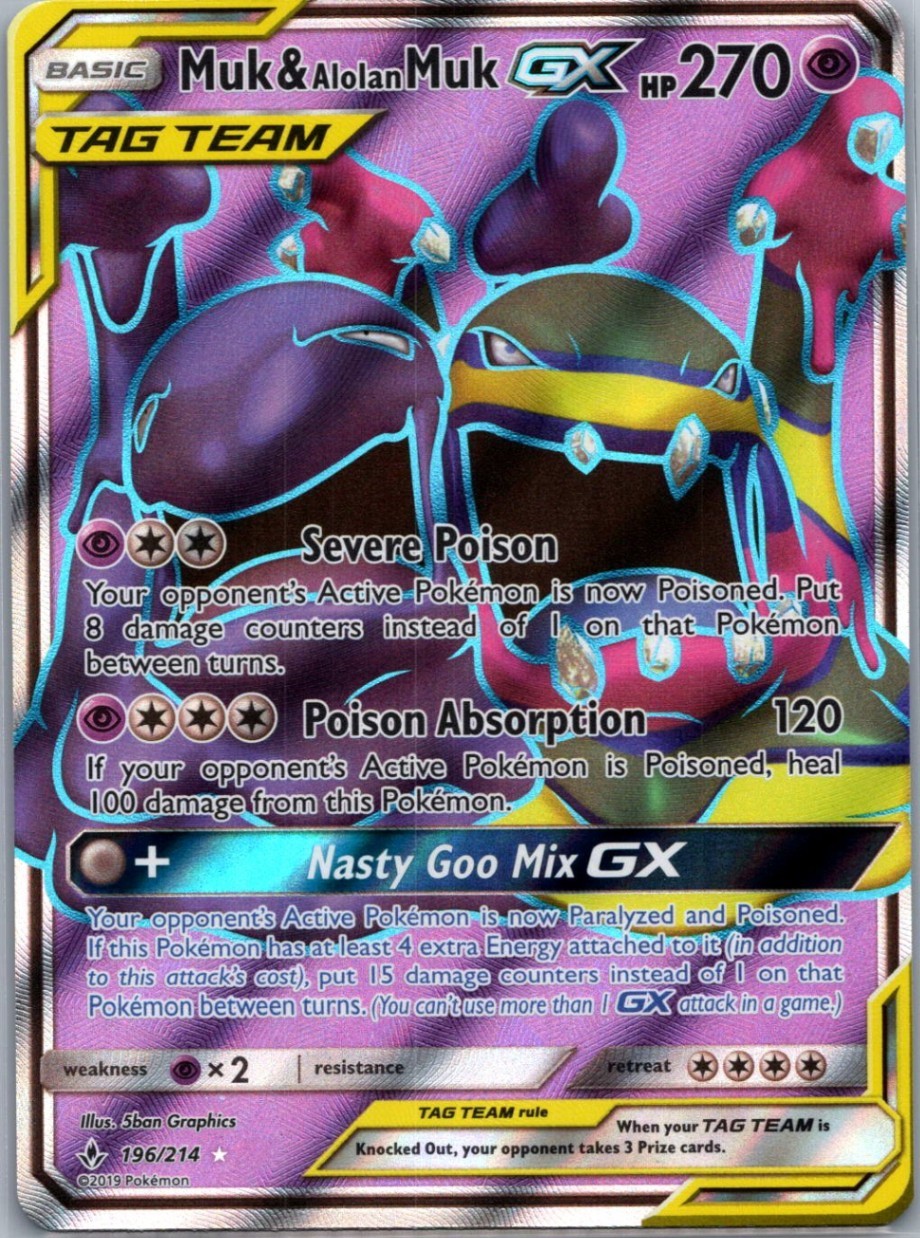 Muk & Alolan Muk GX (196) (Full Art), SM - Unbroken Bonds, 196/214, Ultra Rare,