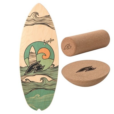 F2 Set Balance Board Halfshell 80x30cm + Halbkugel und Korkrolle