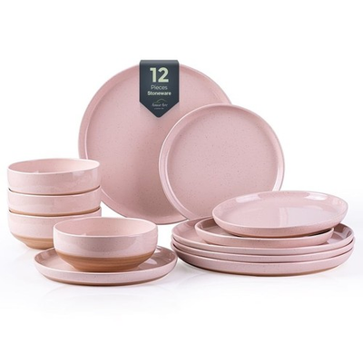 #ad AmorArc Ceramic Dinnerware Sets for 4 12 Pieces Handpainted Plates and Bowls... $45.00