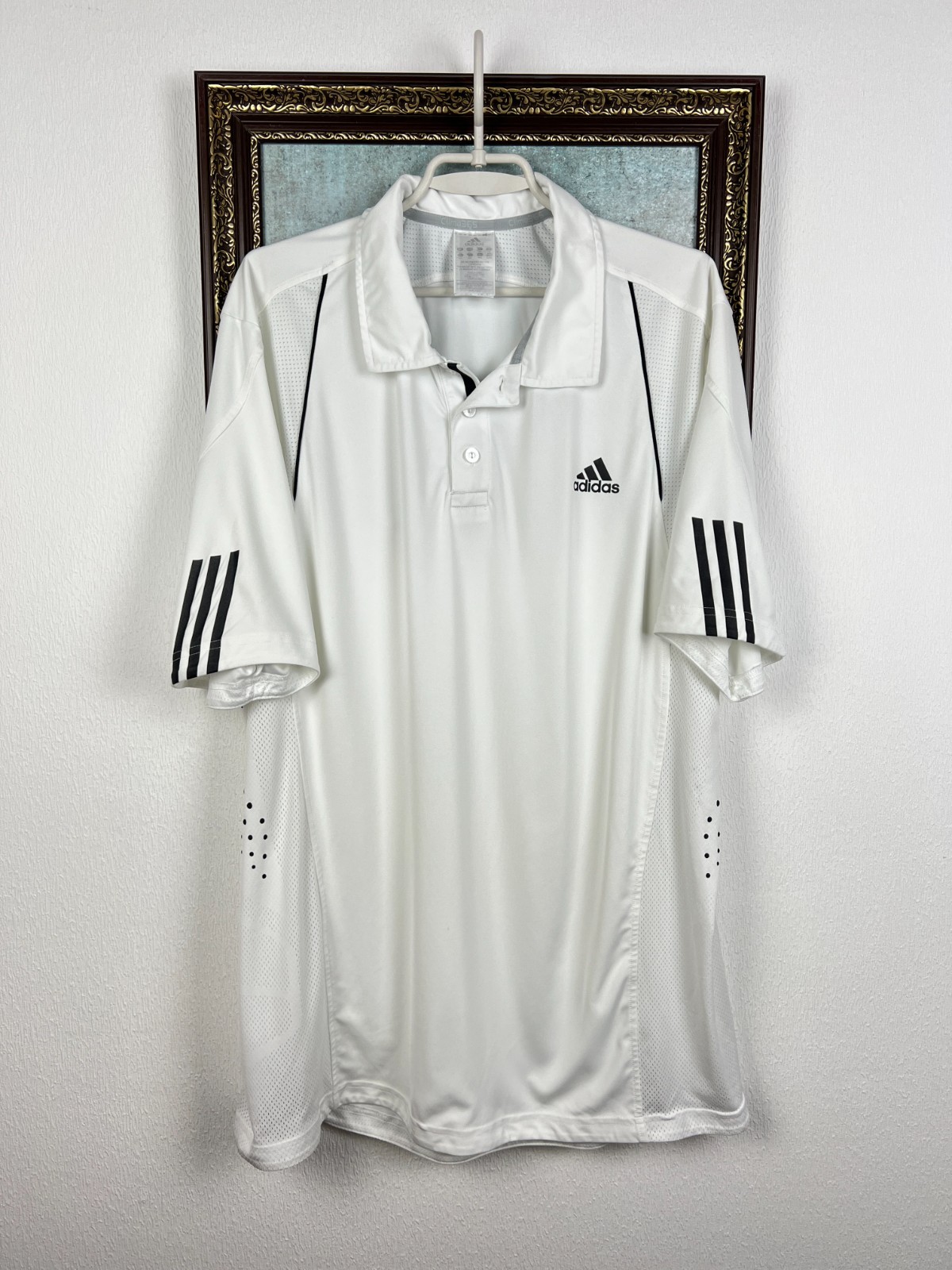 Vintage Adidas Djokovic Tennis White Polo Shirt Mens Sport Trikot Rare Size 2XL