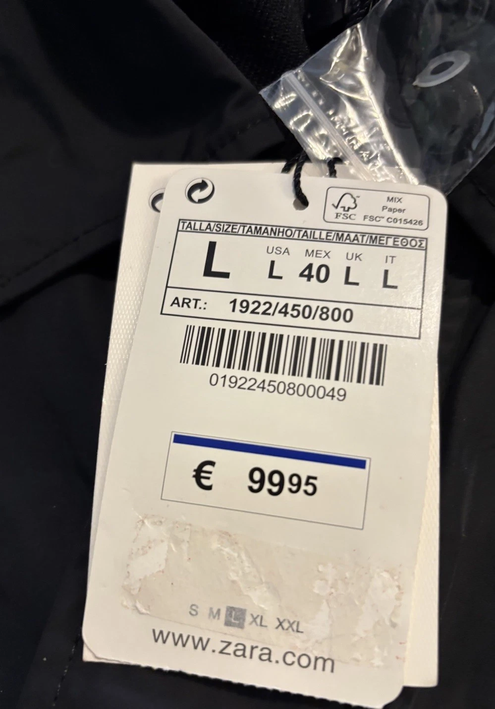 ZARA Man giacca uomo mezza stagione nera taglia L