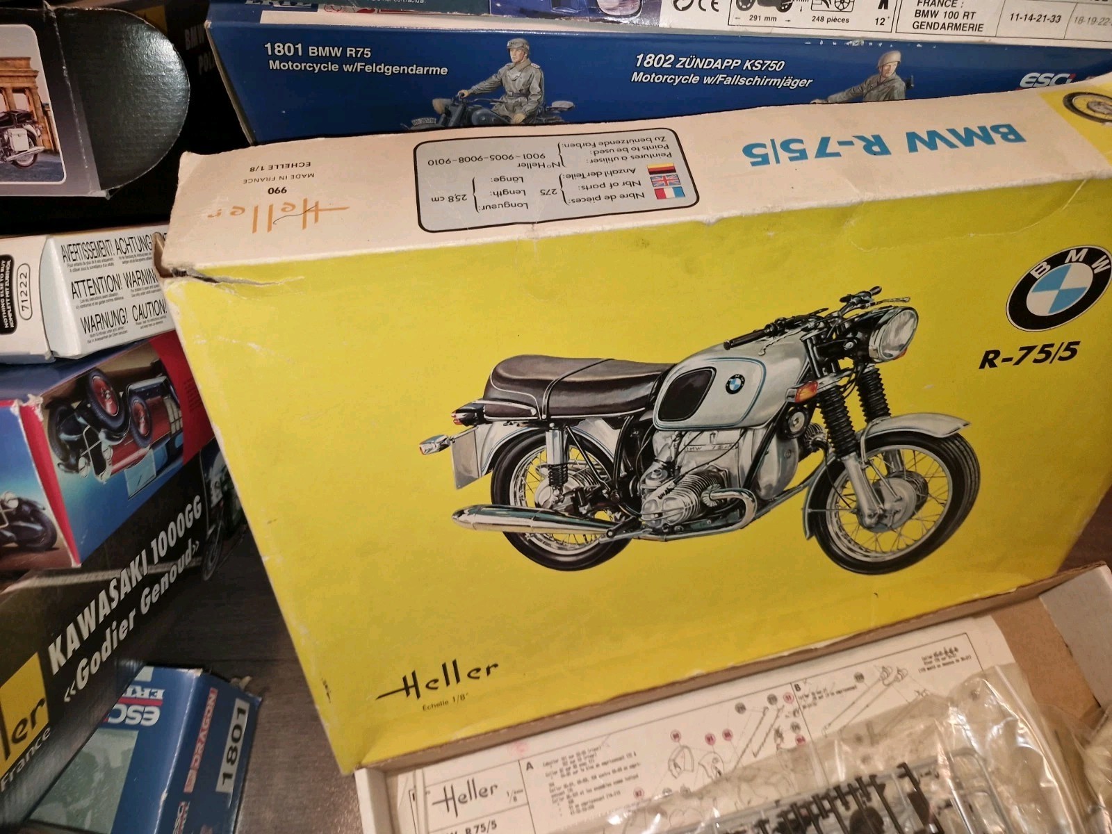 Kit de modélisme BMW R-75/5 Heller 1/8 rare et prestigieux en boîte