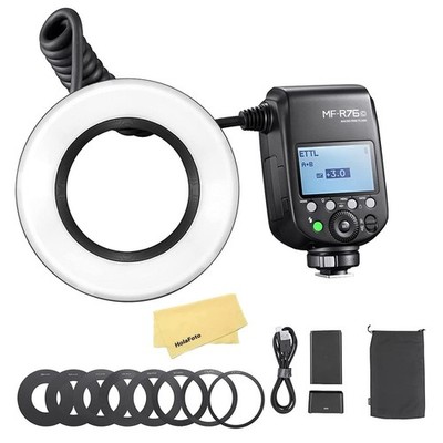 Godox MF-R76C TTL LED Micro Ring Flash 5900K 550 Full-Power 76Ws Flash for Canon