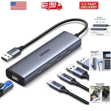 USB to Ethernet Adapter, 5 in 1 USB Hub with Ethernet with 2* USB-C 3.2 10Gbp...